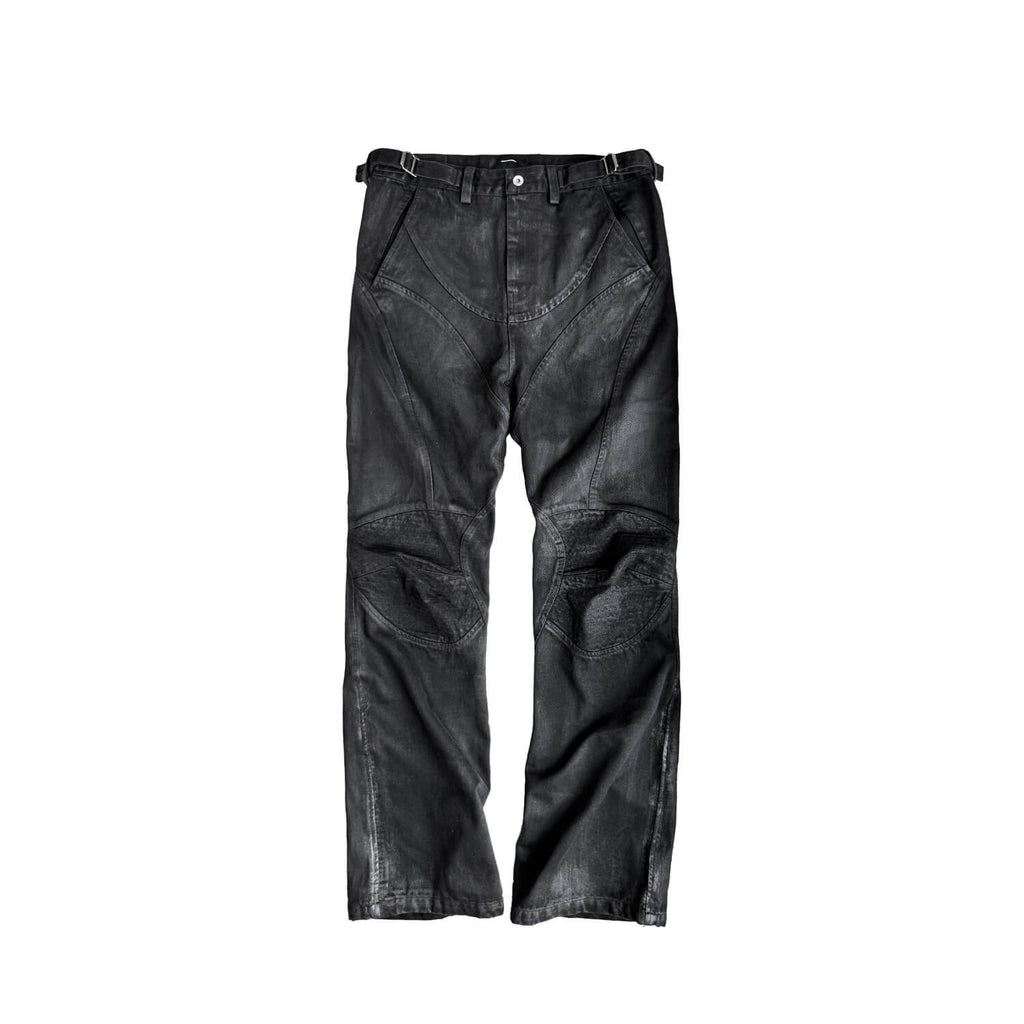 Cinder Vein Dark Coated Waxed Patchwork Bone-Washed Jeans