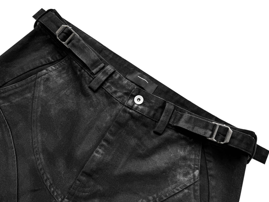 Cinder Vein Dark Coated Waxed Patchwork Bone-Washed Jeans