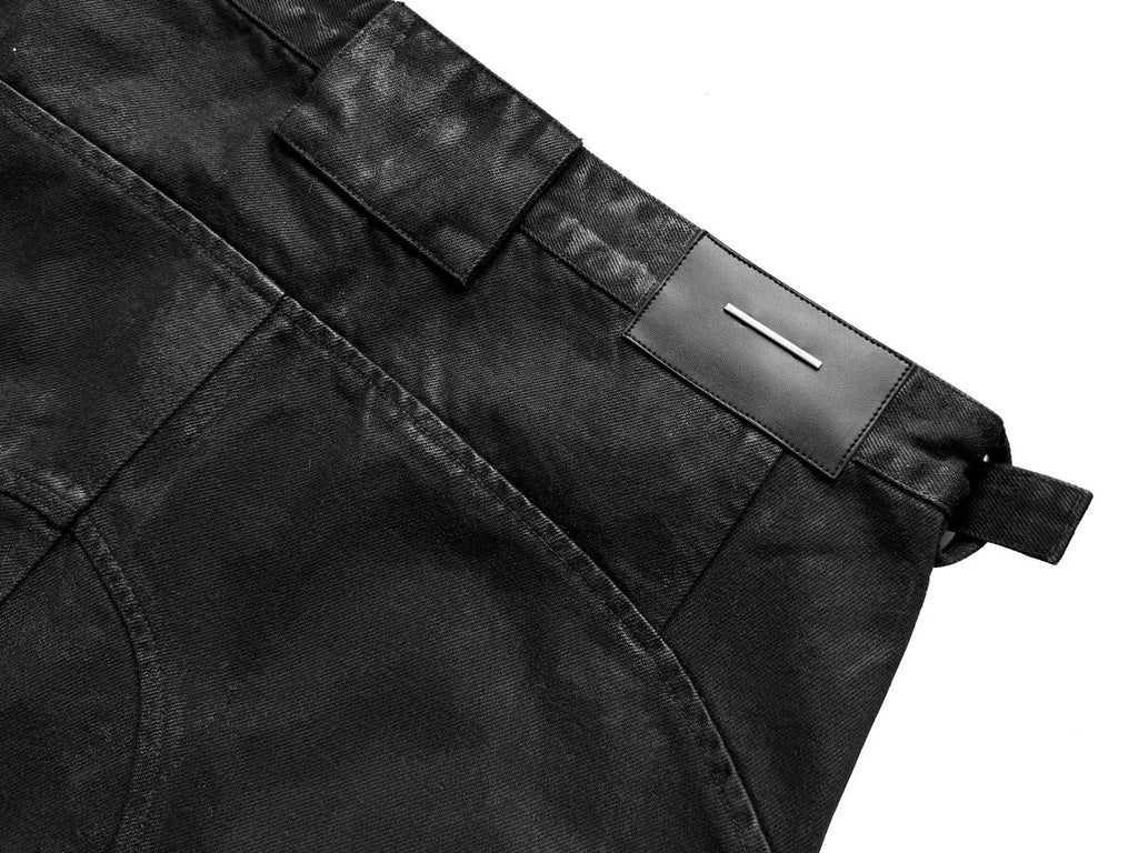 Cinder Vein Dark Coated Waxed Patchwork Bone-Washed Jeans