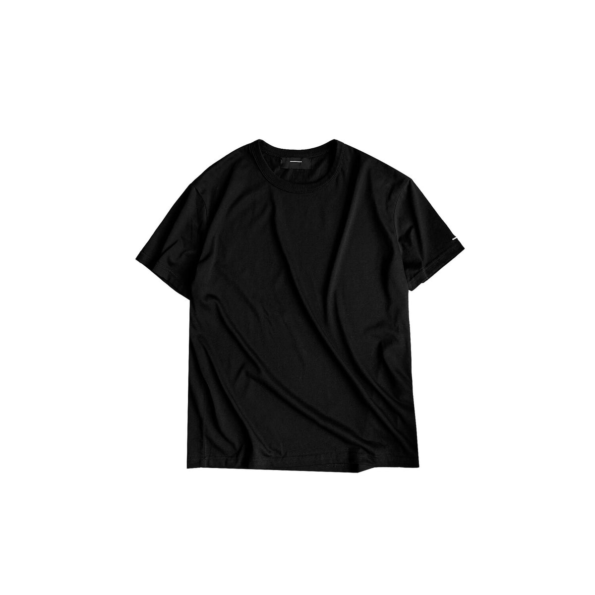 Cinder Vein Slim Fit Basic T-Shirt with Embroidered Cuffs