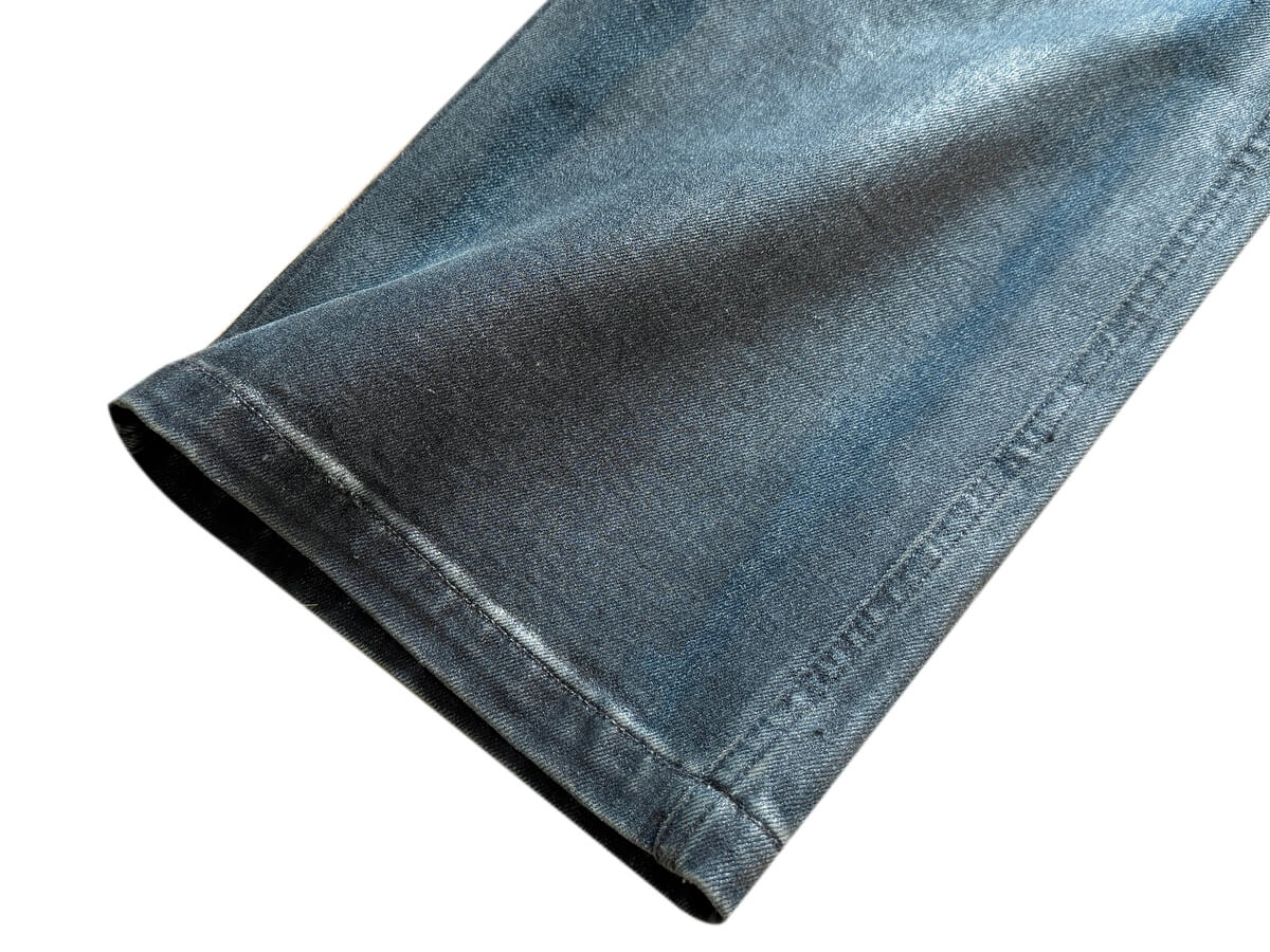 Cinder Vein Whiskered Pleated Stretch Jeans Blue